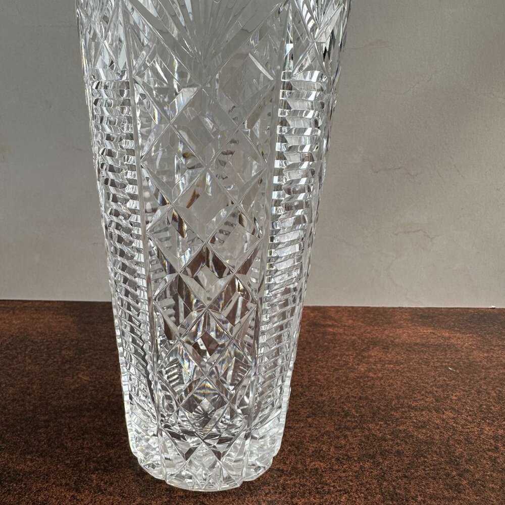 Waterford Crystal Vase "Clare" Diamond Cut Glass Vase Made in Ireland - Picture 7 of 10